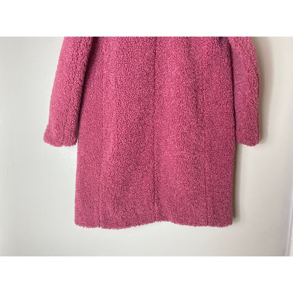 J. CREW COAT TEDDY SHERPA TOPCOAT PINK BERRY LONG PEACOAT WINTER FAUX FUR LAYER - Picture 11 of 15